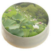 Field of Lotus Flowers Summer Garden Chocolate Dipped Oreo (Angled)