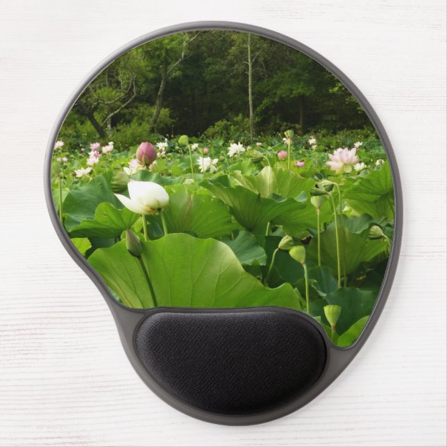 Field of Lotus Flowers Summer Garden Gel Mouse Pad (Front)