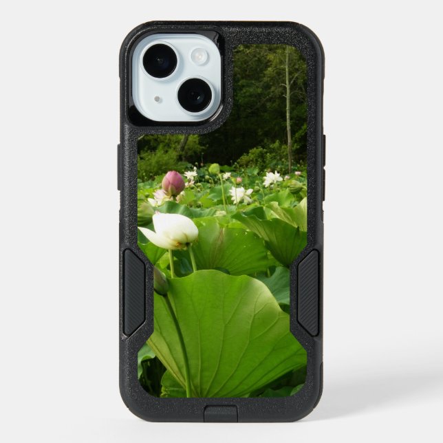 Field of Lotus Flowers Summer Garden iPhone 15 Case (Back)