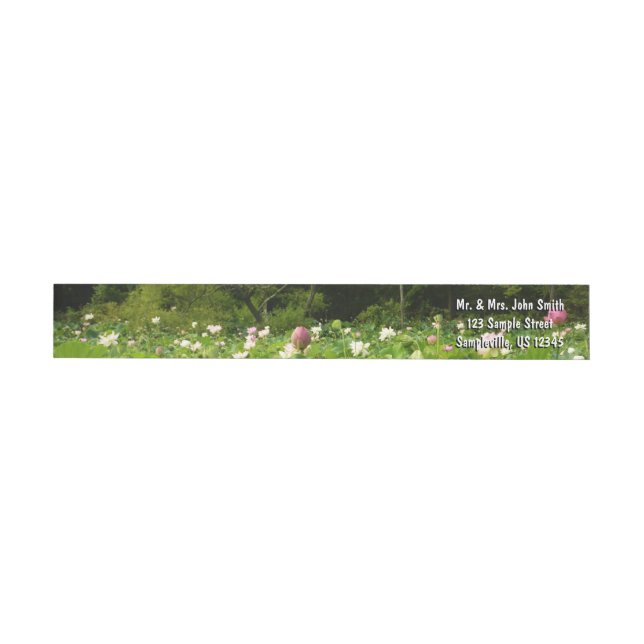 Field of Lotus Flowers Summer Garden Wrap Around Label (Individual)