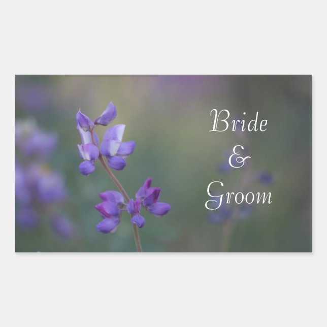 Field of Lupine Bride and Groom Rectangular Sticker (Front)