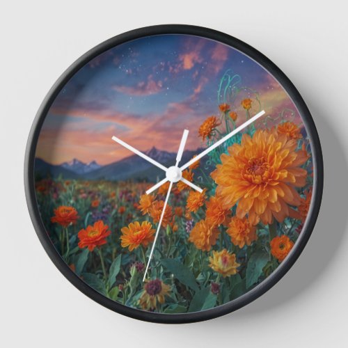 Field of Magical Flowers Clock