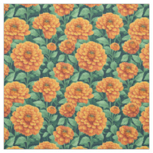 Field of marigold style floral flower art fabric