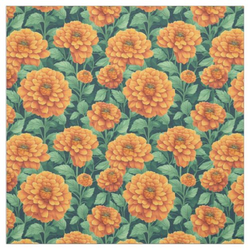 Field of marigold style floral flower art fabric