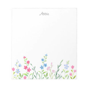 Field of Mixed Watercolor Wildflowers Notepad