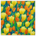 Field of Orange and Yellow Tulips Fabric