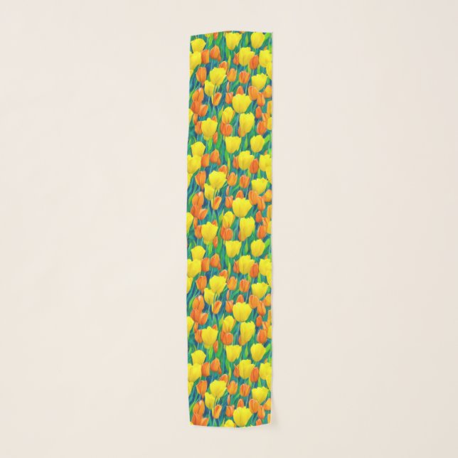 Field of Orange and Yellow Tulips Long Scarf (Front)