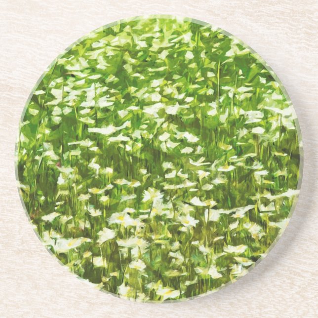 Field of Oxeye Daisies Abstract Impressionism Drink Coaster (Front)