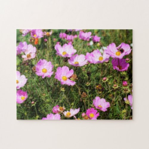 Field Of Pink Cosmos Flower Orton Effect  Jigsaw Puzzle