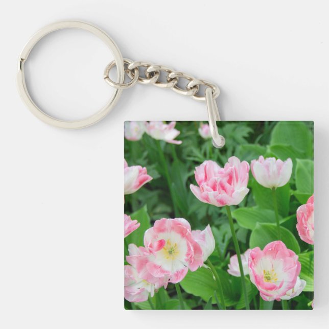 Field of pink tulips keychain (Front)