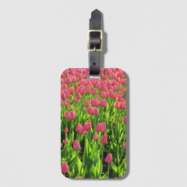 Field of Pink Tulips Luggage Tag (Front Vertical)