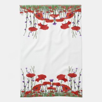 Field of Poppies and Bachelor Buttons Kitchen Towel