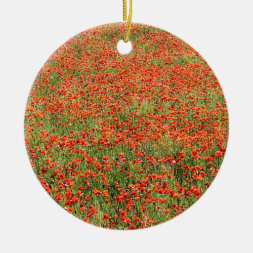 field of poppies ceramic ornament
