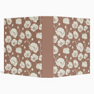 Field of Poppies cream on brown 3 Ring Binder