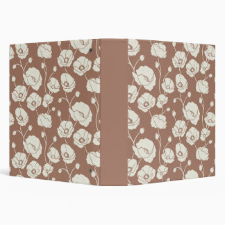 Field of Poppies cream on brown 3 Ring Binder