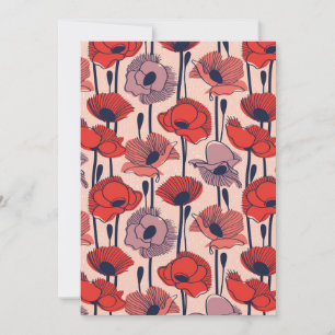 Field of poppies // modern line contour wildflower holiday card