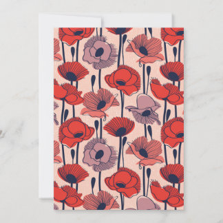 Field of poppies // modern line contour wildflower holiday card