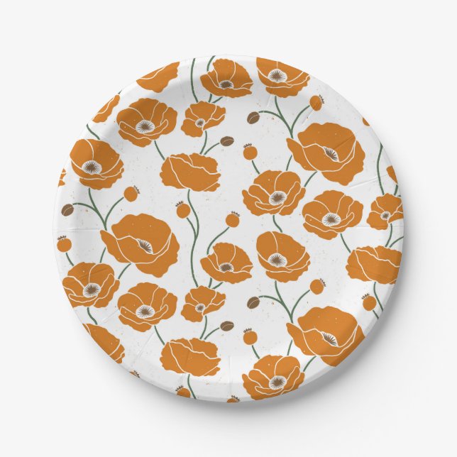 Field of Poppies orange Paper Plates (Front)