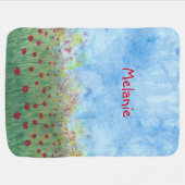 Field of Poppies Personalized Baby Blankets (Horizontal)