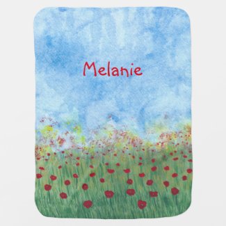 Field of Poppies Personalized Baby Blankets