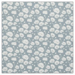 Field of Poppies white on blue Fabric