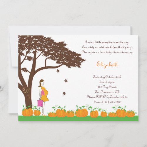 Field of Pumpkins Girl Baby Shower Invitations