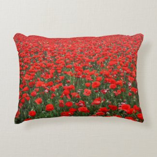 Field of Red Poppies Decorative Pillow