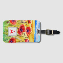 field of red poppies flowers watercolor