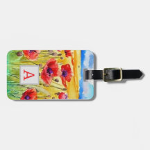 field of red poppies flowers watercolor