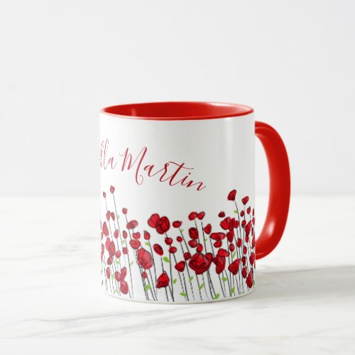 Field Of Red Poppies Mug