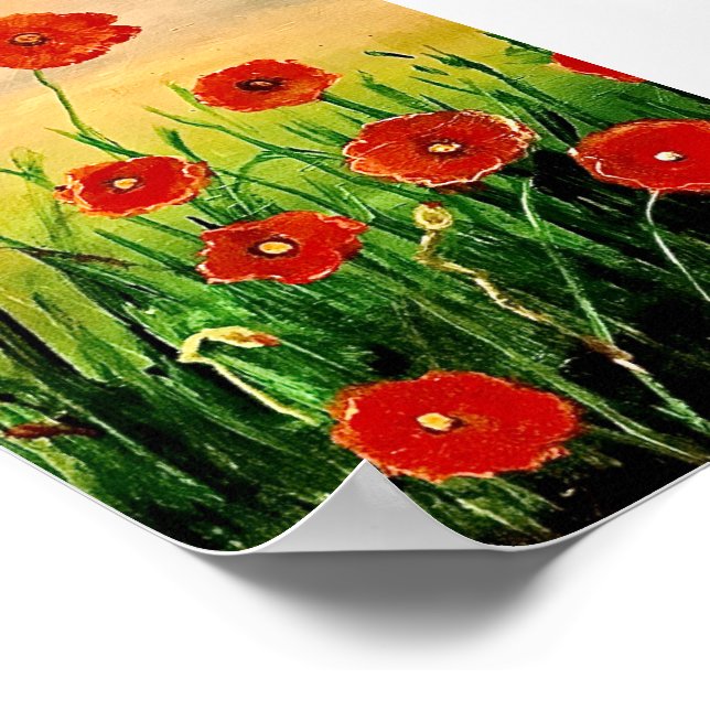 Field of Red Poppies Poster (Corner)