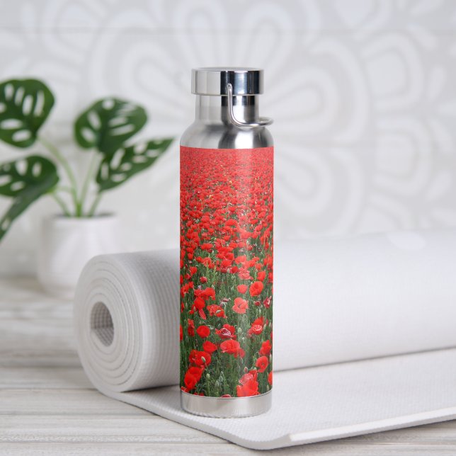 Field of Red Poppies Water Bottle (Yoga)