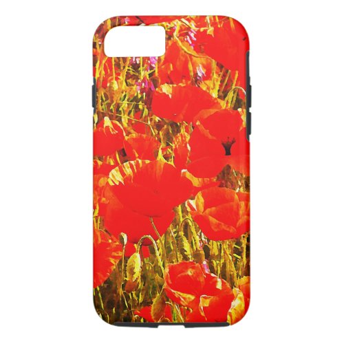 Field of Red Poppies Wildflowers Art Design 2 iPhone 87 Case