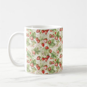 field of ripe, red strawberries coffee mug