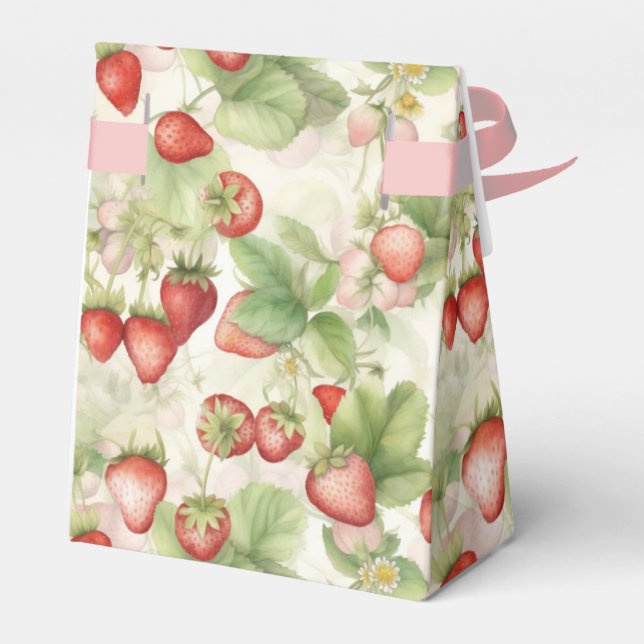 field of ripe, red strawberries favor boxes (Back Side)