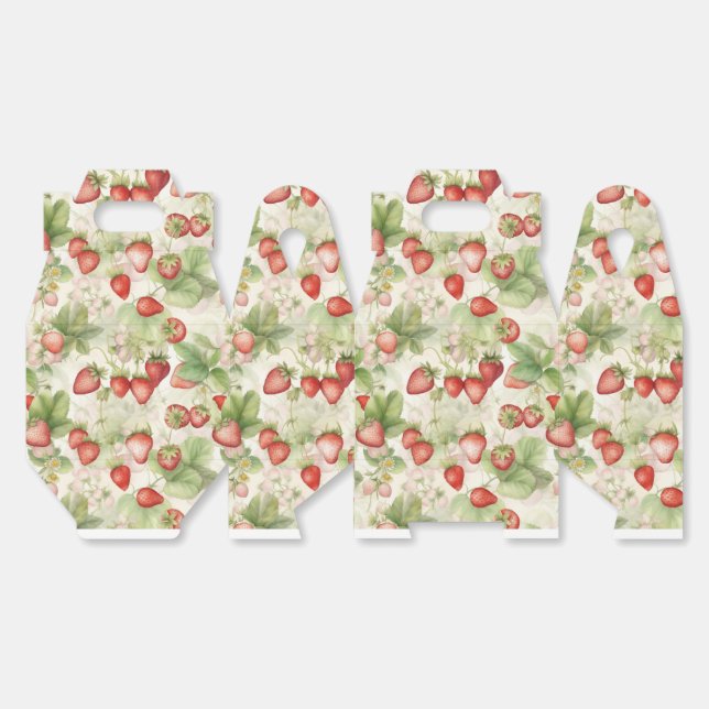 field of ripe, red strawberries favor boxes (Unfolded)