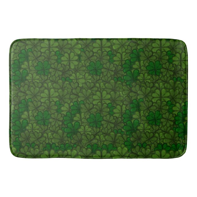 Field of Shamrocks Digital Art Pattern St Patricks Bath Mat (Front)
