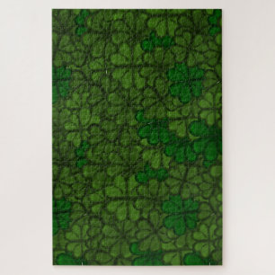 Field of Shamrocks Digital Art Pattern St Patricks Jigsaw Puzzle