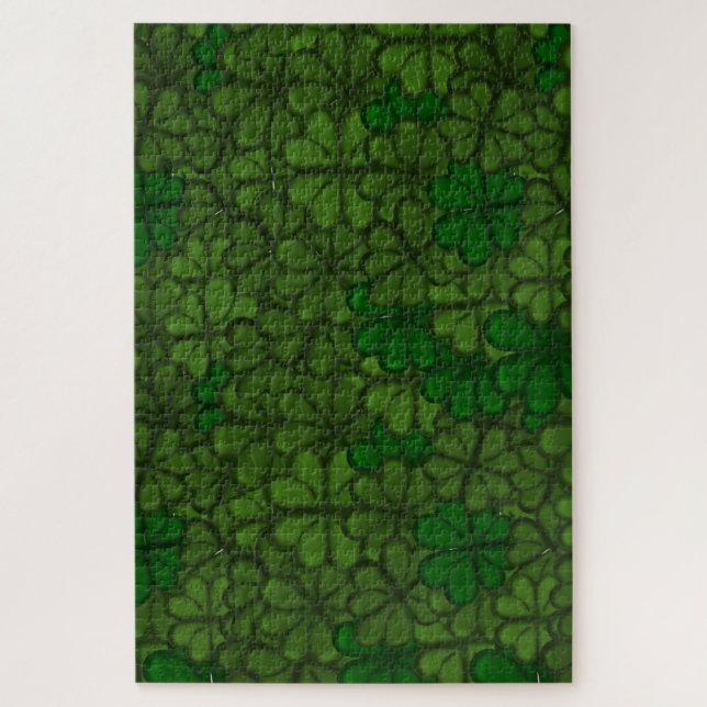 Field of Shamrocks Digital Art Pattern St Patricks Jigsaw Puzzle (Vertical)