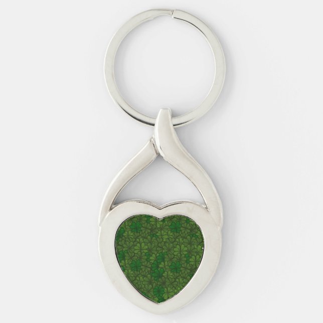 Field of Shamrocks Digital Art Pattern St Patricks Keychain (Front)