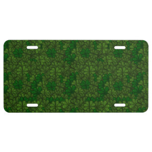 Field of Shamrocks Digital Art Pattern St Patricks License Plate