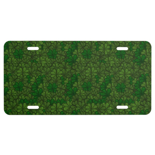 Field of Shamrocks Digital Art Pattern St Patricks License Plate (Front)