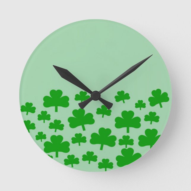 Field of Shamrocks Round Clock (Front)