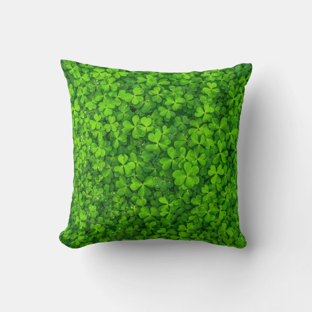 Field of Shamrocks Throw Pillow (Front)