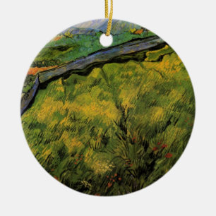 Field of Spring Wheat, Sunrise by Vincent van Gogh Ceramic Ornament