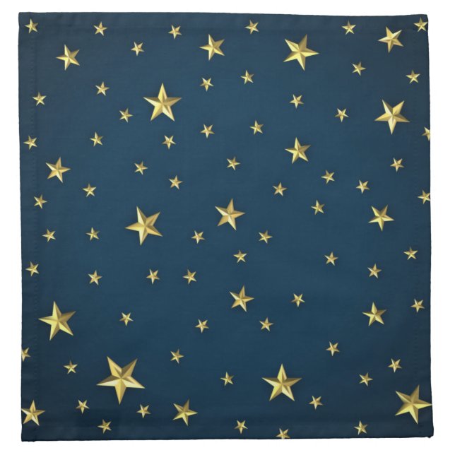 Field of Stars on Deep Midnight Blue Sky Cloth Napkin (Front)