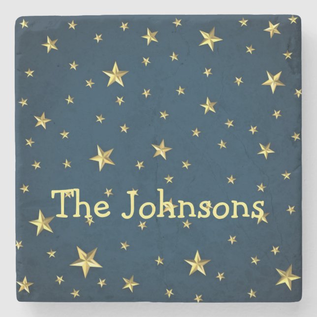 Field of Stars on Deep Midnight Blue Sky Stone Coaster (Front)