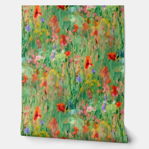 Field of Summer Glory Meadow Floral Wallpaper Wallpaper