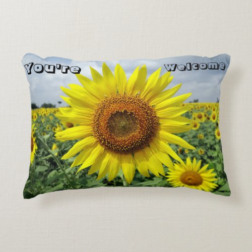 Field of sunflowers and Letters Accent Pillow