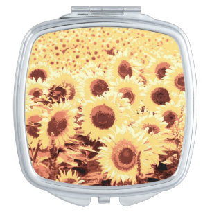 Field of Sunflowers - brown, gold and yellow Makeup Mirror